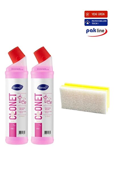 PAKLİNE منظف ​​الحمام ومزيل الترسبات الكلسية 750 مل 2 قطعة + اسفنجة تنظيف حسا...