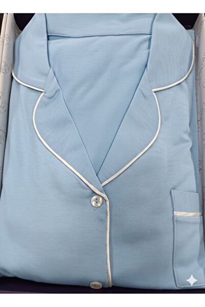 Lienna Long Sleeve Piped Shirt Collar Modal Cotton Pajama Set Lna30Ptly01