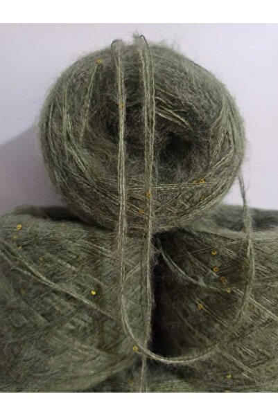 İPEK YÜN İPLİK DÜNYASI Angora Knitting Yarn 2 Ply (Khaki) Cotton Flake (Khaki) Blend 100Gr