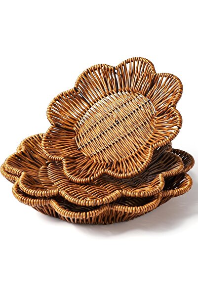 AZONEE 3Pcs Wicker Bread Basket Set, Handwoven Vintage Serving Basket