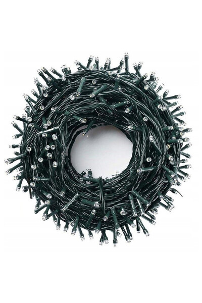 Generic Instalație de Crăciun 30 M, IP44 exterior/interior, fir negru, alb cald