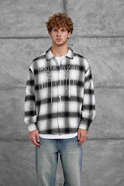 NOMARC Black Nmrc Text Printed Oversized Shirt