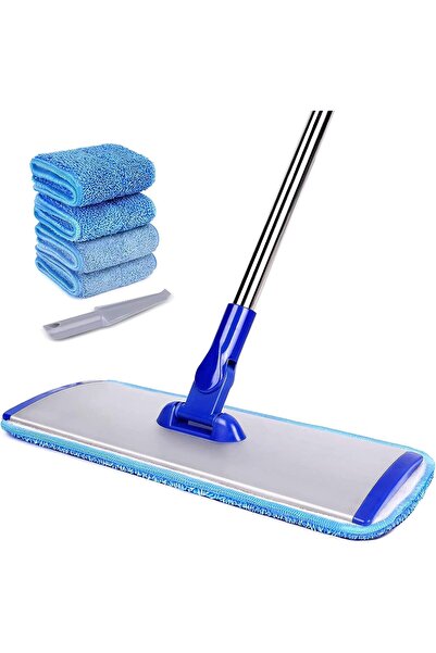 Generic 18" Professional Microfiber Flat Mop with Stainless Steel Handle, 4 R...