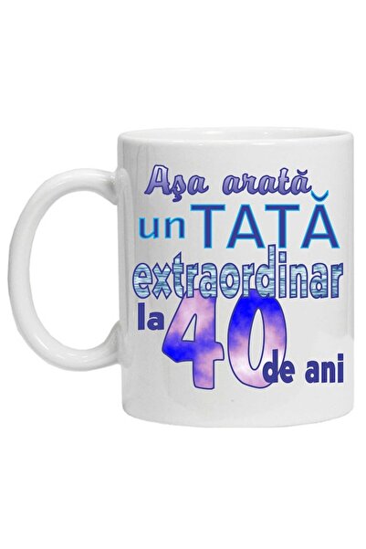 CRD PRINT Personalized mug 'This is what an extraordinary dad looks like', 40 years, white, ceramic, 330 ml