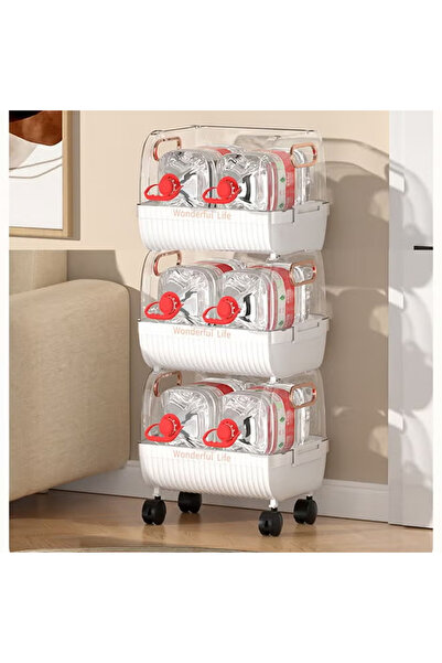 KEKE رف تخزين مطبخ قائم على الأرض بثلاث طبقات مع سلة خضراوات قابلة للإزالة