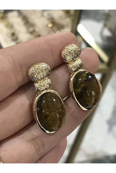 the ASEL İNCİ Elegant Earrings with Glitter and Gold Detail