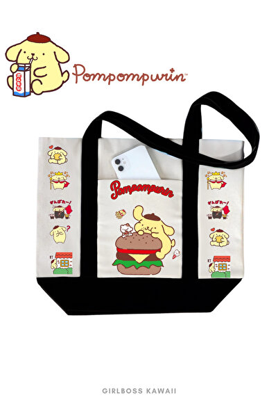 Girlboss Kawaii Pompompurin Canvas Bag with Pockets / Shopping, Sports, Beach New Series