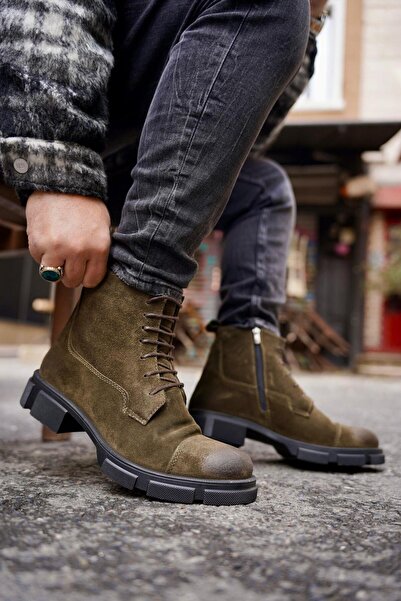 Ahmed Hamdi Bey Rims Green Suede Men's Leather Shoes