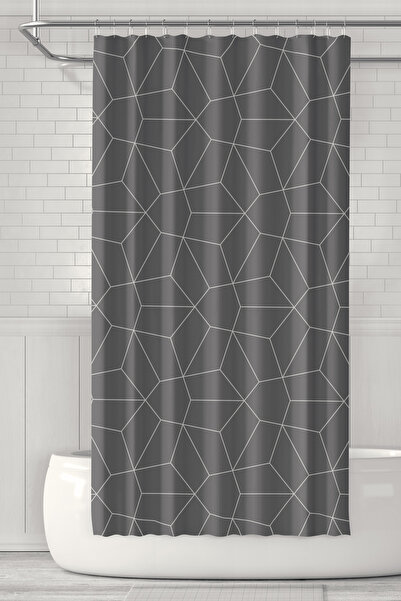 Moud's ستارة حمام، ستارة دش منقوشة بالكريستال الرمادي، ستارة حوض استحمام، مع حلقة هدية 175x200 سم BP-23