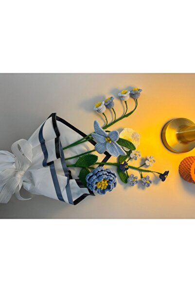 Sknc ÖRGÜ YAPAY ÇİÇEK BUKETİ (SERİNA BUKETİ)