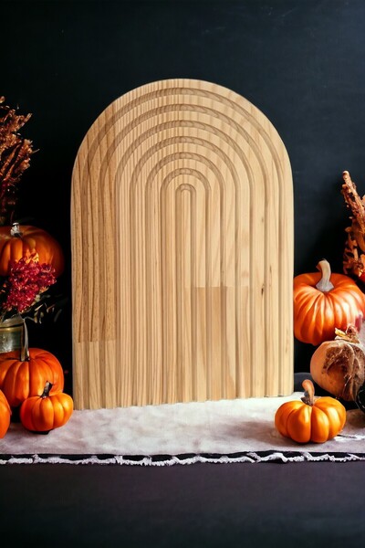 ellahomedekor Ahşap Oymalı Yarım Gökkuşağı Dekoratif Tepsi Kahve Sunum Tepsis...