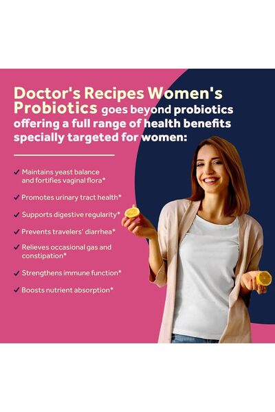 Doctor's Recipes Probiotics for Women, 100B CFU, 32 Strains, Prebiotic & Cranberry, 30 Caps