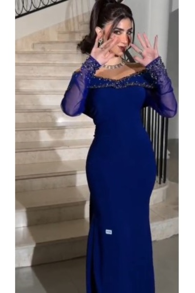 Genrics فستان سهرة ازرق باربى