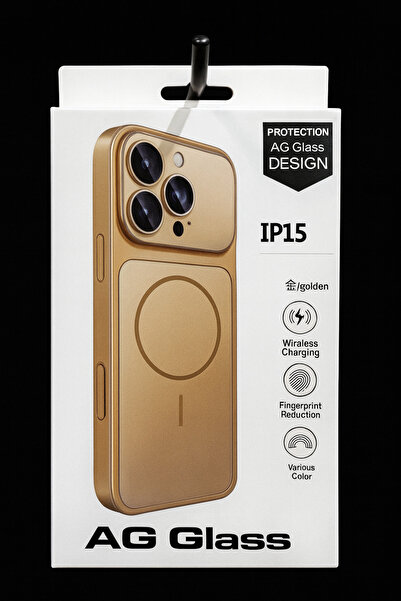 ag glass Husă cu MagSafe pentru iPhone 15 – Gold