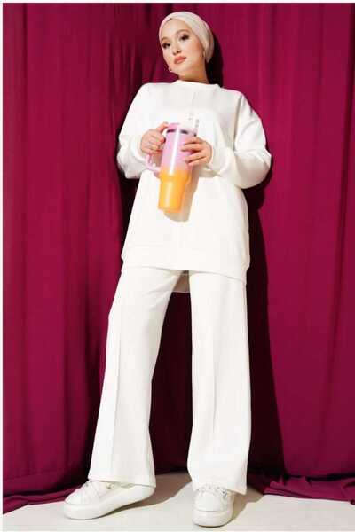 MODA VEDAT Women's Front Printed 0Y-Ho Fabric Double Set -156