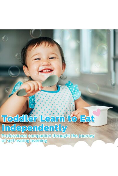 Generic Exivor Baby Silicone Fork and Spoon Set, 6 Pieces, Self-Feeding Training for 6+ Months