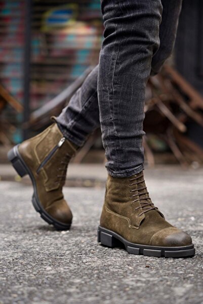 Ahmed Hamdi Bey Rims Green Suede Men's Leather Shoes