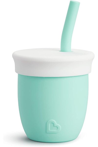 Munchkin Silicone Training Cup with Straw for Babies 6+ Months, Leak-Resistant, Free-Flow, 4 oz/120