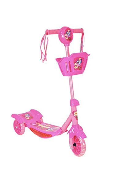 Generic Portable 3-wheel children's scooter, safe high-quality design, padded handles, plays music, pink (62