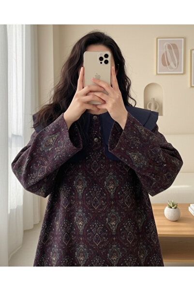 MissRunin Apron Collar Half Buttoned Slit Quilted Tunic