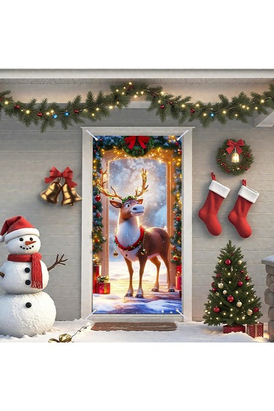 PROMISEBACKDROP2 زينة باب مرنة مقاس 190×75 سم، غطاء باب من القماش، ديكور عيد ...