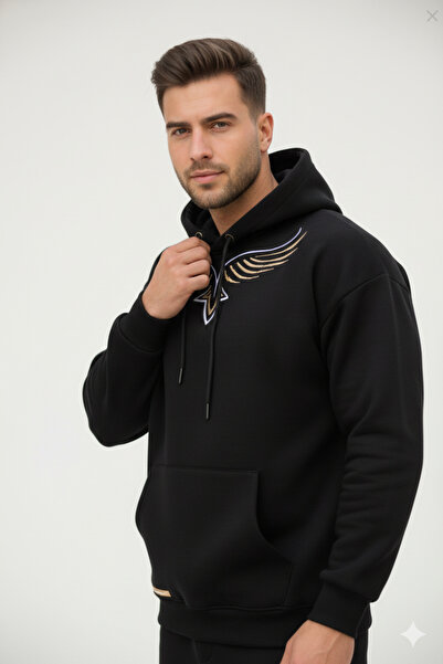 NİCE Oversized Hooded Cotton Men's Tracksuit Set |   Fleece Casual Style Sweatshirt and Bottom Set