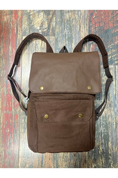 street&bagdnz Geronimo Leather Cover Backpack Daily Use Camping Travel Bag School Bag