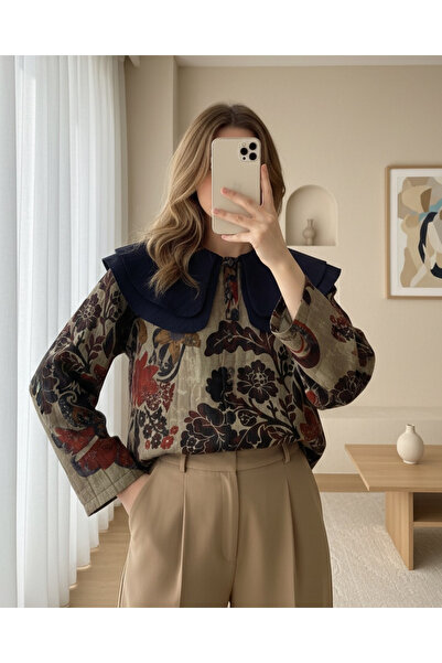 MissRunin Apron Collar Half Buttoned Slit Quilted Tunic