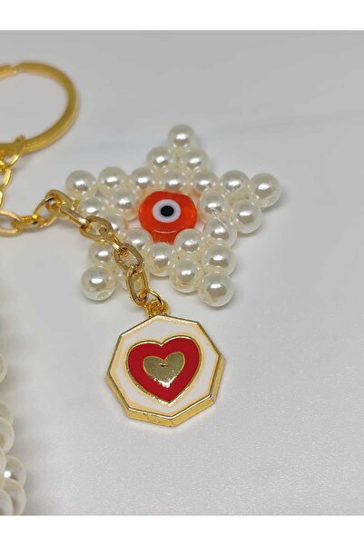 FOR YOU TAKI by Ezgi Pearl Beaded Letter a Heart Shaped Bag Charm and Keychain/Make in Any Letter You Want