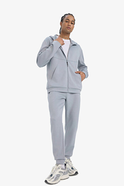 DeFacto Z9112Azgr445 Gray Defactofit Slim Fit Slim Fit Standard Leg Skuba Diving Fabric Jogger Sweatpants