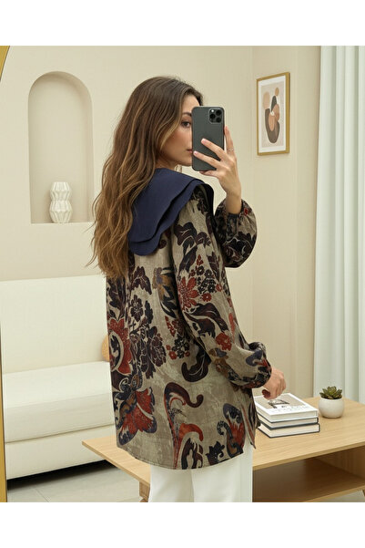 MissRunin Apron Collar Half Buttoned Slit Quilted Tunic