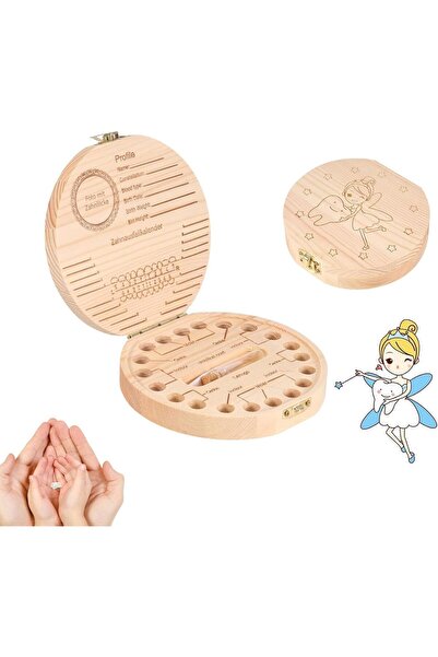 Generic صندوق خشبي لجنية الأسنان من جويز - يتسع لما يصل إلى 20 سنًا لبنيًا