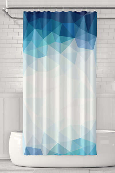 Moud's ستارة حمام، ستارة دش بنمط الماس الأزرق، ستارة حوض استحمام، مع حلقة هدي...