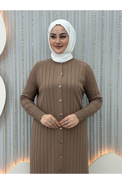 QUAWEAR Φόρεμα ζακέτα με λαιμόκοψη με άνοιγμα κρύα νήματα στο πλάι, ελαστικό ύφασμα μερσεριζέ