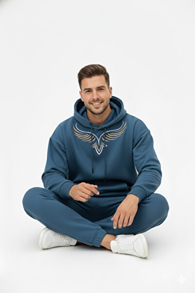 NİCE Oversized Hooded Cotton Men's Tracksuit Set |   Fleece Casual Style Sweatshirt and Bottom Set