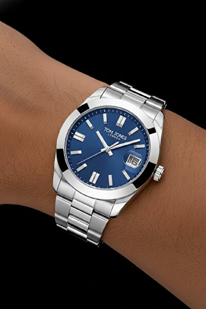 Tom Jones Erkek kol saati gümüş renk çelik orjinal 3atm su geçirmez 2 yıl garantili faturalı