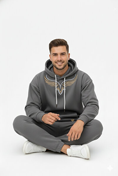 NİCE Oversized Hooded Cotton Men's Tracksuit Set |   Fleece Casual Style Sweatshirt and Bottom Set