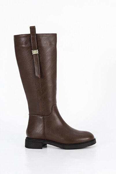 Mamito Ayakkabı Btbro-08 Rider Side Buckle Detail Low Sole Below Knee Boots
