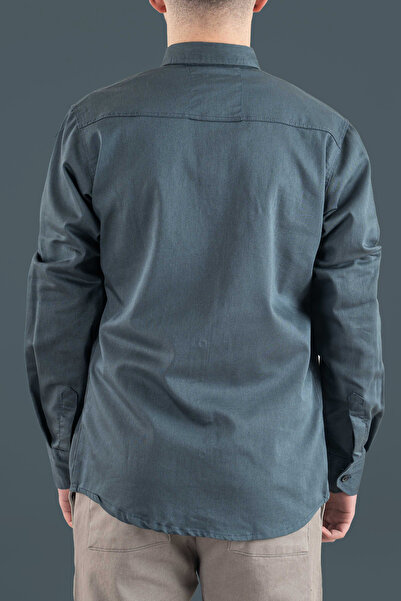 bombe Slim Fit Men's Denim Shirt Khaki