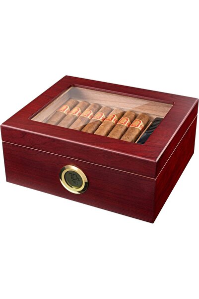 cigarol Premium Cigar Humidor for 25-50 Cigars (Mahogany-Digital)