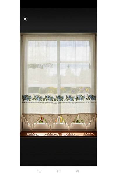 PAZARSEN Authentic Cross-Stitch Basement Curtain Cross-Stitch Hand-Laced Linen Curtain
