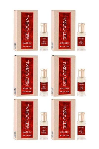 Naseem زيت عطري رول أون برائحة المرجان الأحمر للنساء - 6 مل (عبوة من 6 قطع)