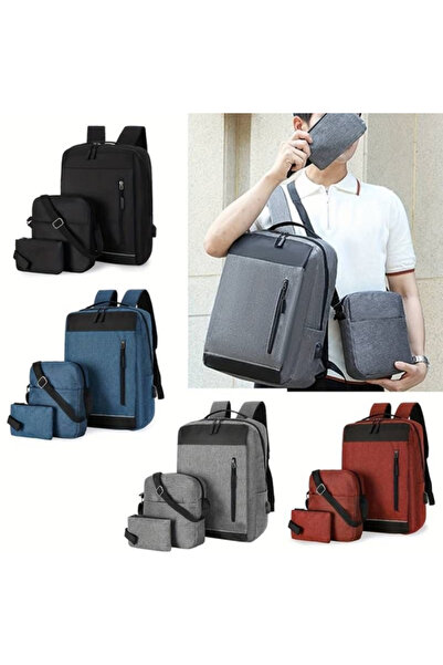 Muchmy 3-Piece Premium Travel Companion Backpack Set with USB Port Men Bag