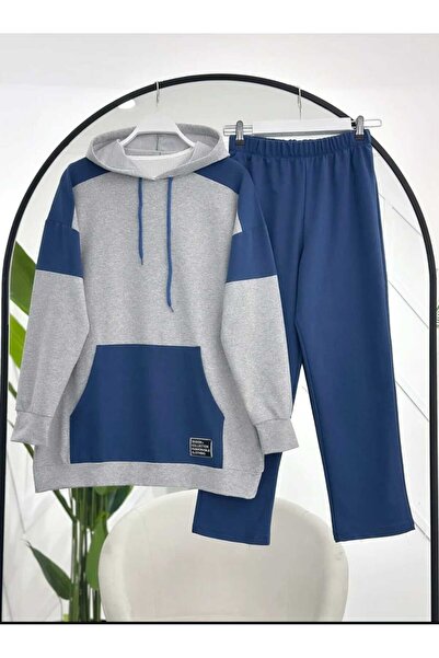 MODA VEDAT Women's Double Color K Hooded Double Set -0045