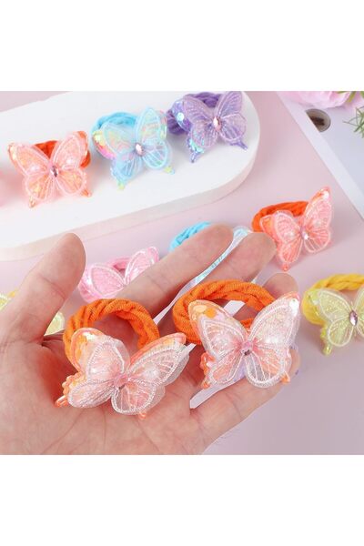 Generic Tazwiq Butterfly Hair Tie Set - 20 Colorful Elastic Hair Ties with Bow Accents