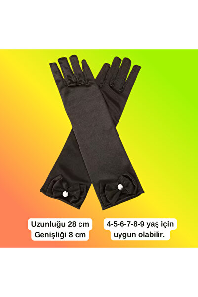 darko Siyah Prenses Eldiven Kız Çocuk Parti Doğumgünü Eldiveni Kız Çocuğu Eld...