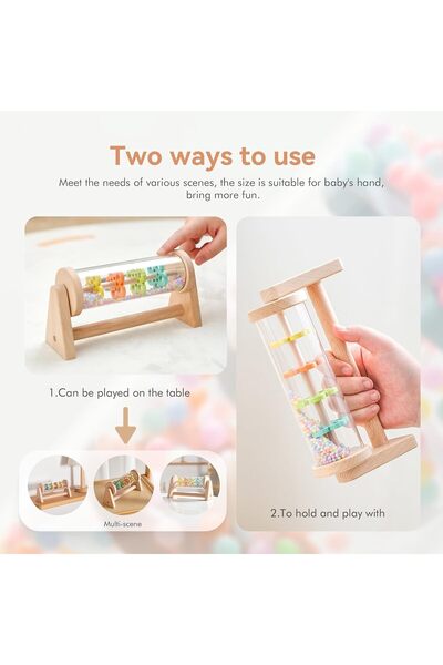 Soofam Rainstick with Stand - Wooden Montessori Musical Toy for Babies