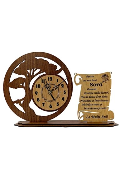 OEM Decorative Wooden Bonsai Clock for Sister, 30x20 cm, Personalized Gift