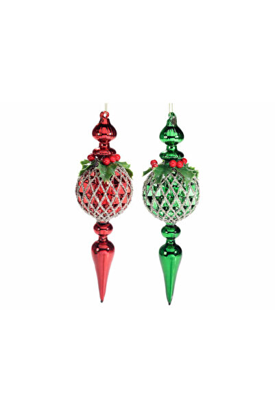 Decorer Σετ 2 γυάλινων μπάλων 8x27 εκ.