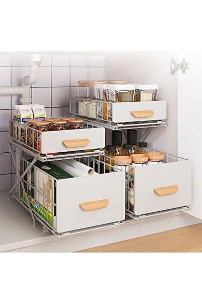 Versatyx Organizator universal de bucătărie - 2 sertare glisante, 3 înălțimi ...